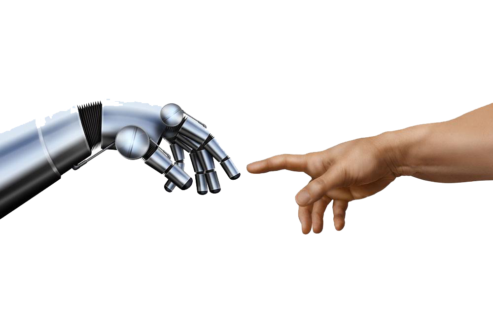 Robot and Man Finger touching